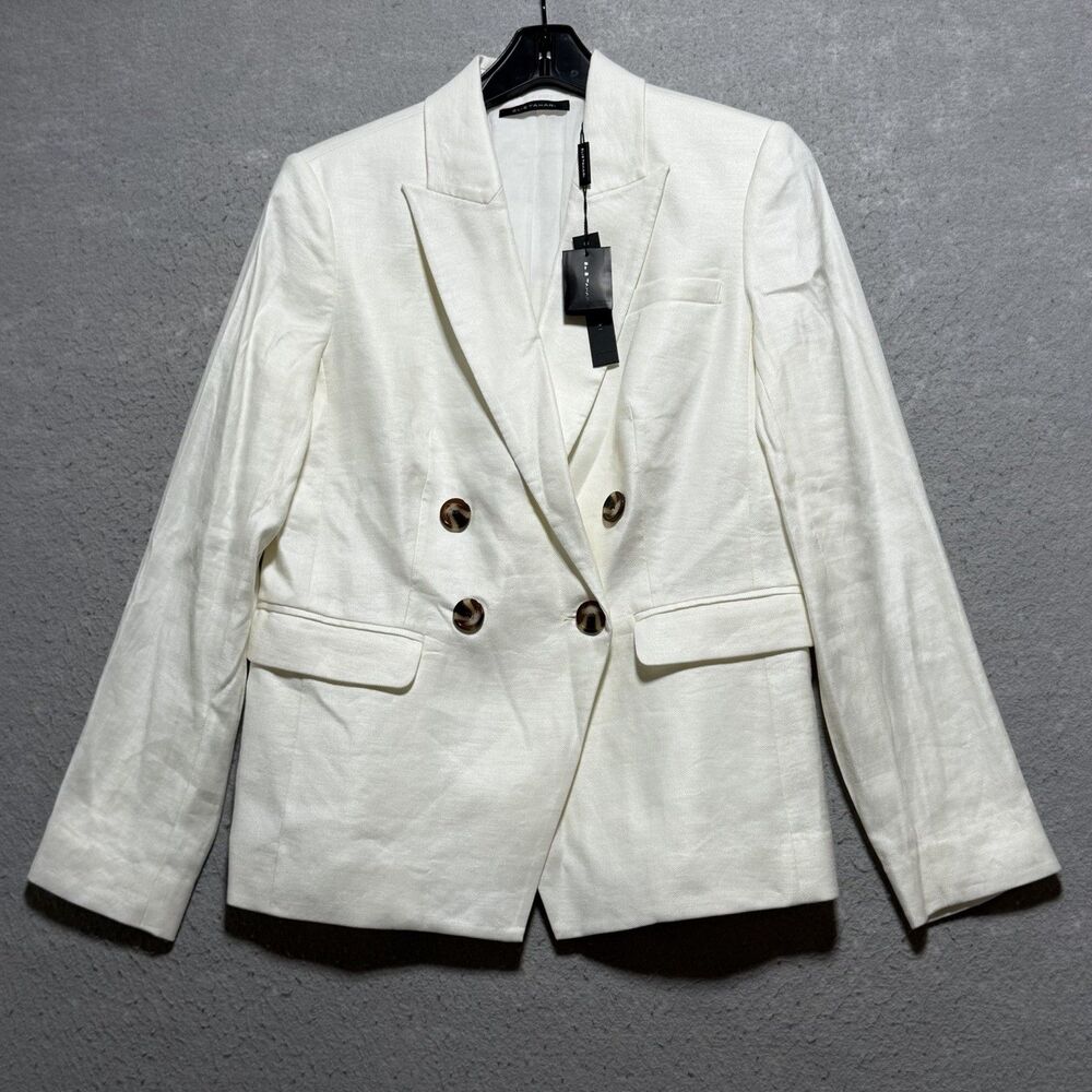 Elie Tahari Double-Breasted Blazer Women’s Size 4 White $345 NWT Long Sleeve